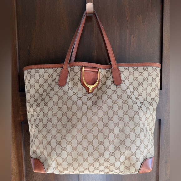 Gucci GG Canvas Stirrup Tote